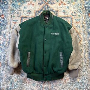 Vintage Columbia Truck Repair Green Varsity Jacket Size XL